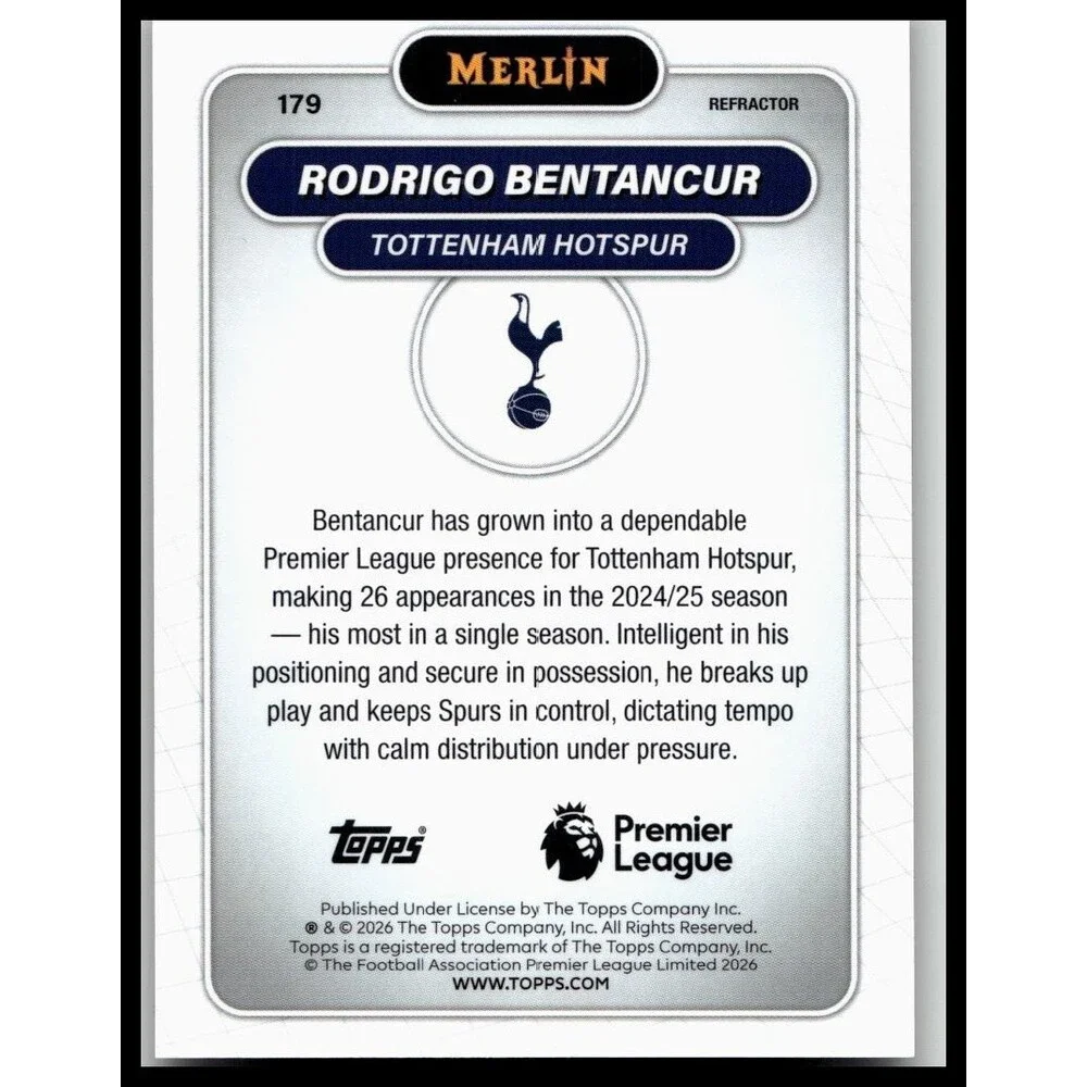 2026 Merlin Premier League #179 Rodrigo Bentancur Refractor